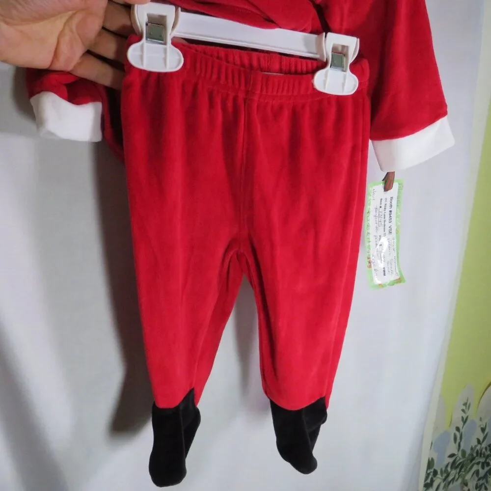 Baby Santa Christmas Costume 2pc top, footed bottom 6 months 12-16lbs